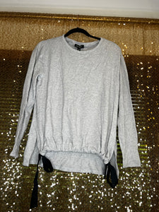 Gray Sweater with black ribbon ties