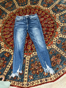 Frayed hem, bell bottom jeans