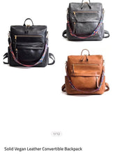 Load image into Gallery viewer, Vegan Leather Convertible Backpack
