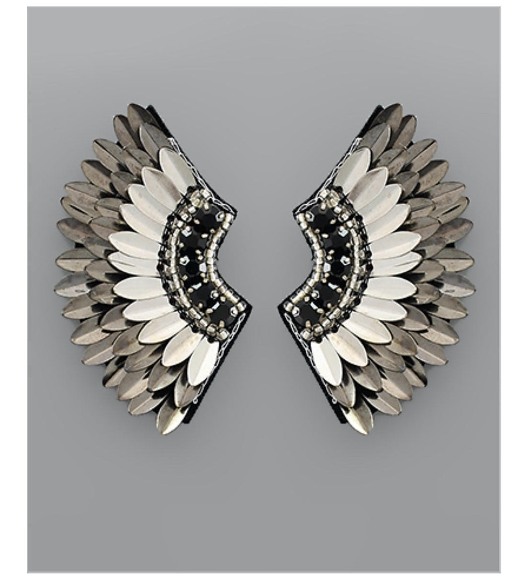 Curved Spiked Wing Earrings