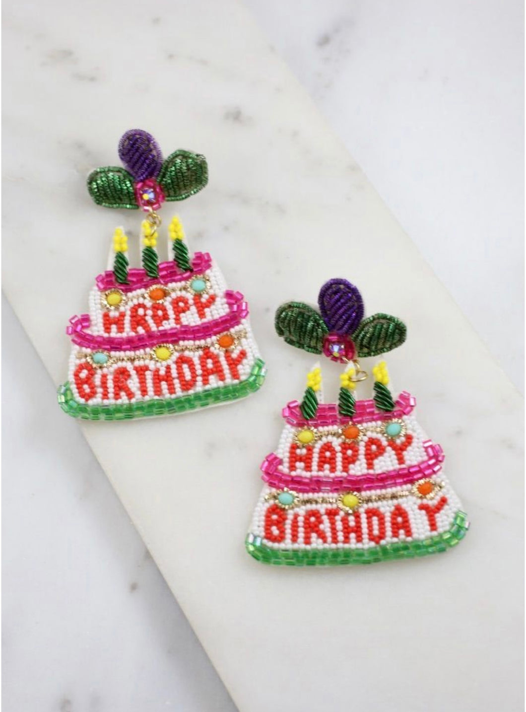 'Happy Birthday' Beaded Earrings