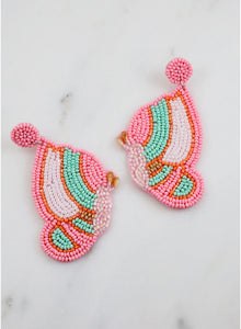 Pink Butterfly Beaded Earrings